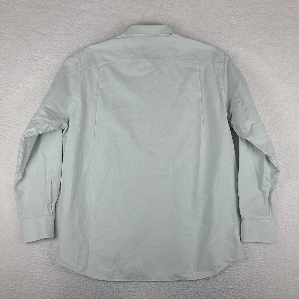 David Donahue Shirt Mens XL‎ Sage Green Oxford Solid Cotton Dress Button Up